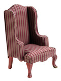 Wing Chair with Maroon Stripe Fabric