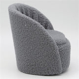 Round Chair, Gray Faux Sherpa Fabric