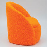 Round Chair, Orange Faux Sherpa Fabric