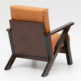 Walnut Chair, Faux Brown Leather