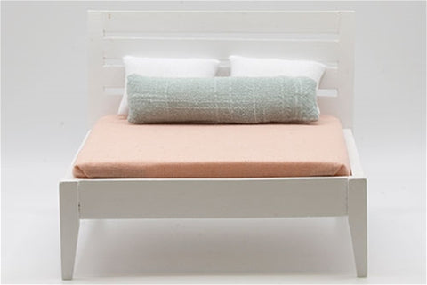dollhouse miniature bed with slats, white