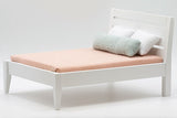 Bed, White with Champagne Mattress Cover and 3 Pillows.