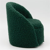Round Chair, Dark Green Faux Sherpa Fabric