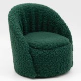 Round Chair, Dark Green Faux Sherpa Fabric