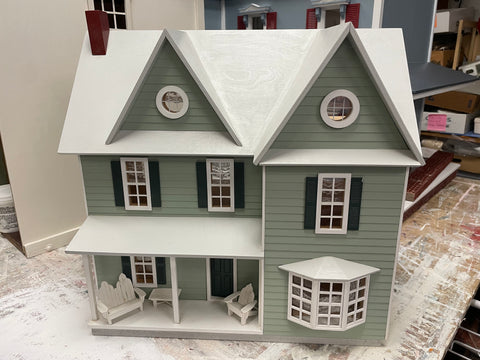 Half Scale Farmhouse Style Dollhouse, Assembled and Painted