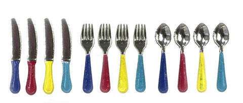 Fiesta ware Style Silverware Set, Four Complete Place Settings