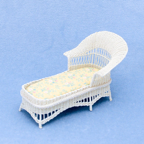 Wicker Chaise, White with Yellow Chintz ON SALE