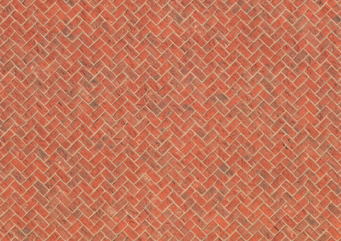 Embossed Brick Paper in Red Herringbone Pattern