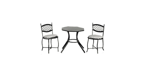 Table and Chair Set, Three Piece Black Metal