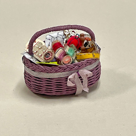 Sewing Basket, Purple, Filled