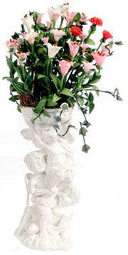 Pedestal Floral Arrangement, Pink, Red and White, LIMITED STOCK