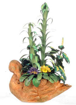 Swan Planter with Arundo and Mixed Flowers
