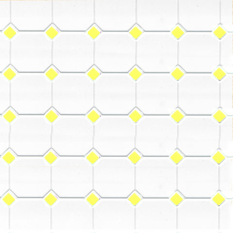 Tile, White with Yellow Diamonds
