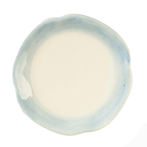 Round Ceramic Blue Trimmed Plate