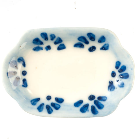 Platter, White with Blue and White Trim