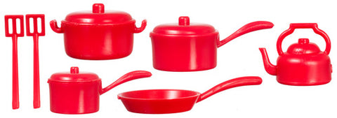 Pots and Pans set 10 pc, Red