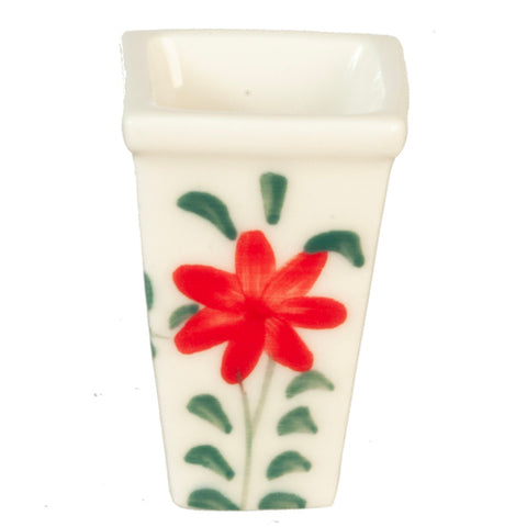 1:12 miniature scale vase with red floral design