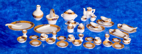 China Service, Yellow and Rose Trim, 50pcs