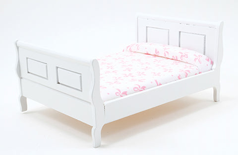 Sleigh Bed, Double, White