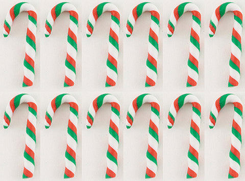 Miniature Scale Candy Canes, Red, White and Green.