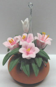 Hanging Pot with Pink Lilies