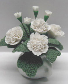 White Carnations in White Vase