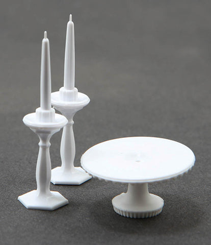 White Candlestick and Cake Plate Set, Assembled