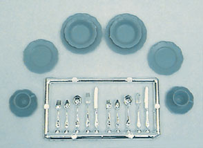 Blue Dinnerware and Silverware Kit