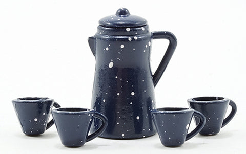 Blue and White Spatterware Coffee Set