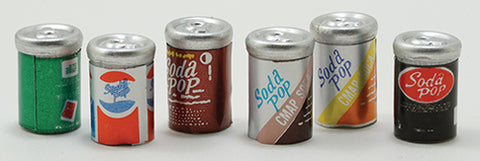 Cans of Soda pop, Set of Six, Variety