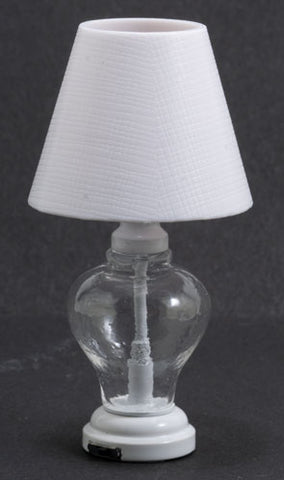 Glass Base Table Lamp, White, LED