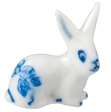Bunny Figurine, Blue and White