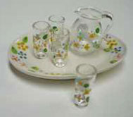 Oval Tray with Pitcher and 4 Glasses