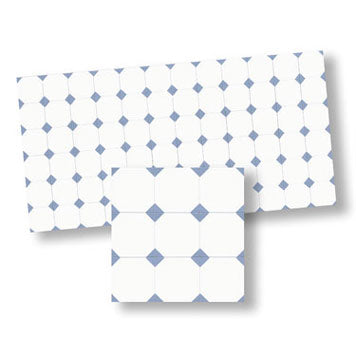 Floor Tile, Blue and White Rhombus