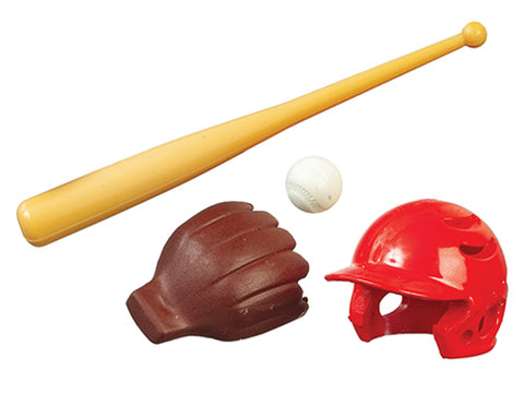 Baseball Bat, Ball and Glove Set, 4pc, Plastic