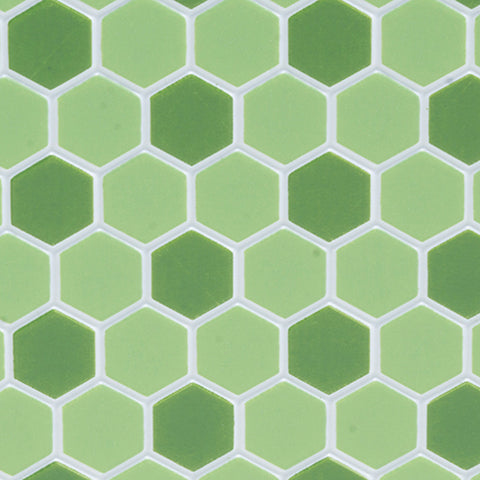 Tile Floor, Green Light and Dark, Hexagon