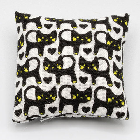White Pillow with Black Cats
