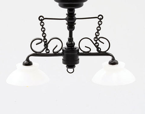 Two Arm Down Chandelier with Wand, Black