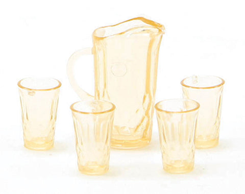       Crystal Pitcher with 4 Tumblers, Light Amber