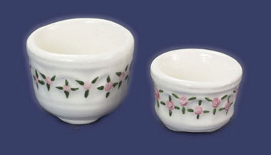 Rose Painted Flower Pots, Set of Two