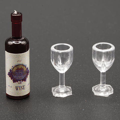 Wine Bottle with 2 Glasses