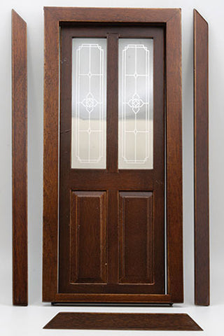 1/12 Scale Dollhouse Door finished in Walnut Stain with 2 silk screened. 