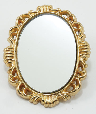 Oval Mirror with Brass Frame
