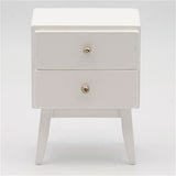 1:12 miniature scale side table with two drawers, white