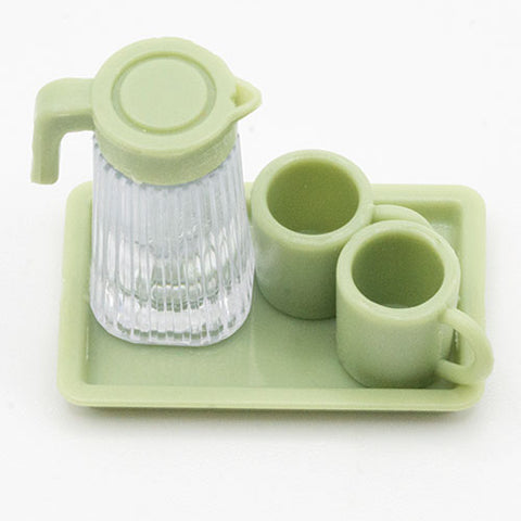 Plastic Water Pitcher with Cups and Tray