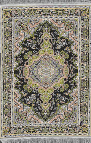 Turkish Woven Area Rug 9.5" x 5.5", Black