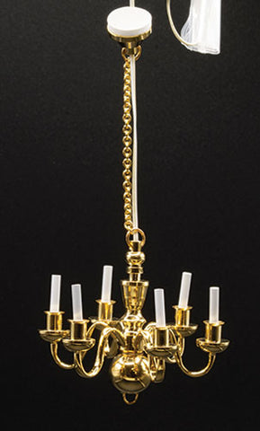 6 Arm Brass Chandelier with Bi-pin Bulbs