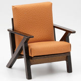 1:12 miniature scale dollhouse chair with faux leather and walnut finish