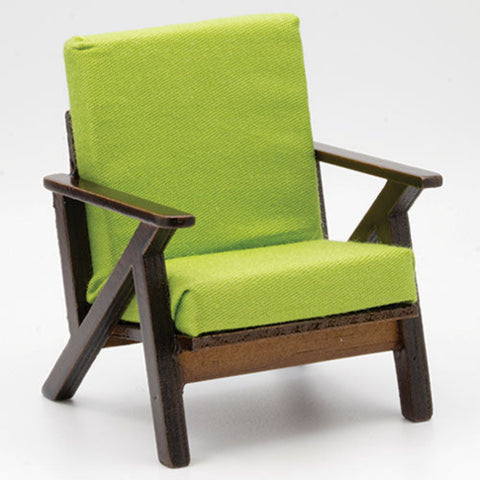 Walnut Chair, Green Fabric