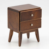 1:12 miniature scale side table with drawers, walnut finish